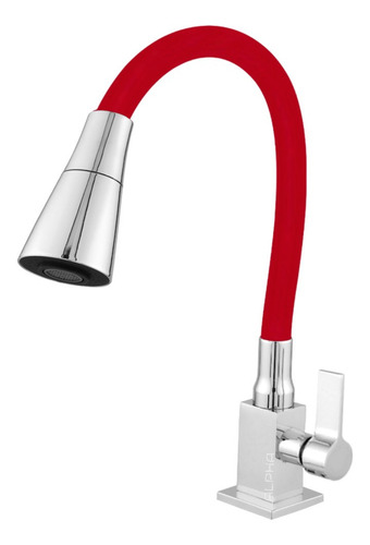 Torneira Quadrada Cozinha Mesa Gourmet Cônico Vermelha 1/4 V
