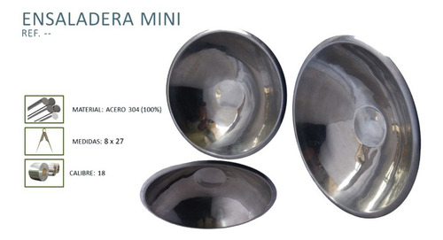 Imagen 2 de 2 de Ensaladera Bowl Para Cocina En Acero 304 Innovaceros