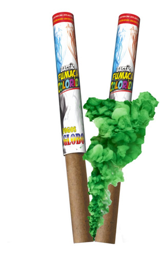 2 Lança Fumaça Colorida Cor Verde Bastão 20mm