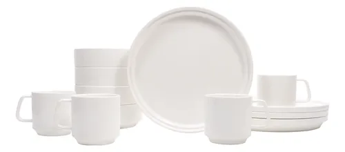 Vajilla Porcelana Crown Baccara Gloss White 12 Piezas Cuotas sin