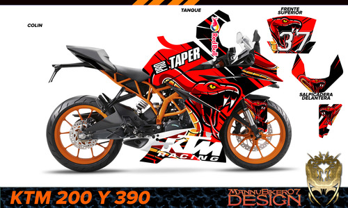 Stickers Ktm Rc200 Y Rc390 Antigua Calca Graficos D Uso Rudo