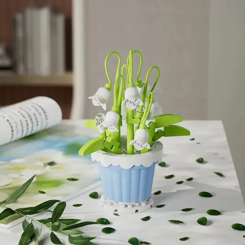 Set De 2 Flores Para Armar En Bloques - Decoración Elegante