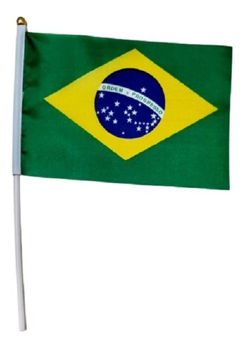 Bandeira Do Brasil Tecido C/ Haste 21x14cm P - Copa Do Mundo