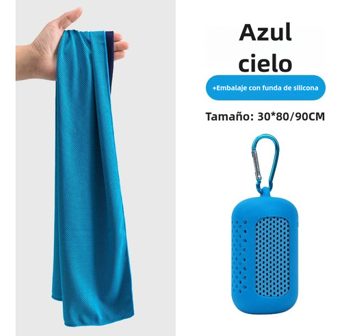 Toalla Deportiva Refrescante De Secado Rápido Con Funda De 90 X 30 Cm, 3pcs Color Naranja + Azul + Verde
