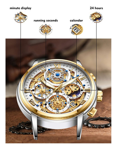 Reloj De Pulsera De Cuarzo Con Fecha De Tres Botones Para Ho