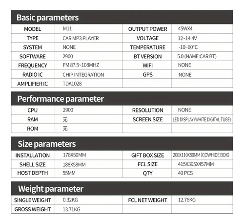 Rádio Multifuncional Estéreo Para Carro Com Leitor De Mp3