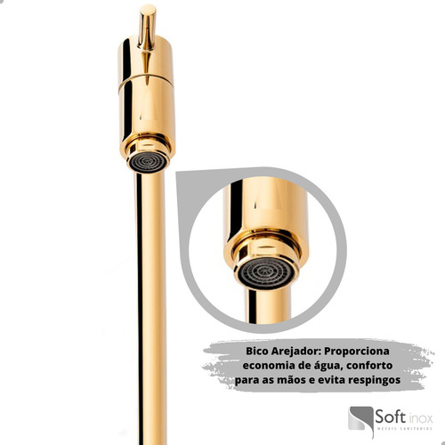 Soft Inox Torneira Lavatório Link Dourado Brilhante