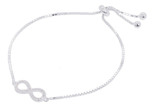 Pulseira Infinito Com Zirconia Prata 925