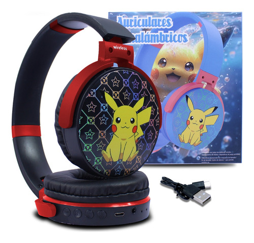 Audifonos De Diadema Bluetooth Diseño De Pikachu 