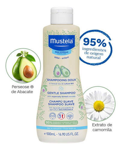 Mustela Shampoo Bebê Suave 500ml Abacate Hipoalergênico