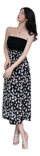 Vestido De Verano Con Falda Midi En A Y Estampado Floral Par