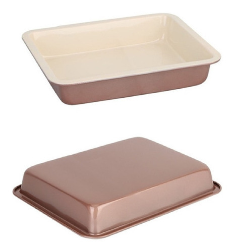 Fuente Asadera Antiadherente Ceramica Hudson Rectang 34x24cm Color Cobre