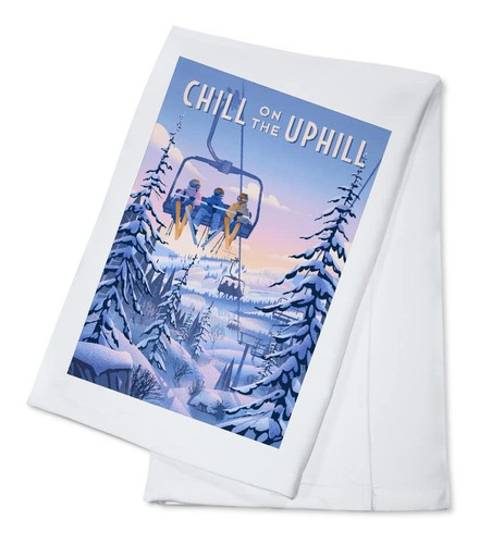 Lantern Press Chill On The Uphill Ski Lift Toalla Te 100%