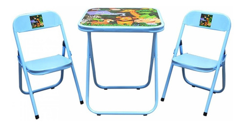 Conjunto De Mesa Infantil Floresta Com 2 Cadeiras Utilaço Cor Azul