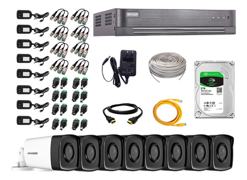 Cámaras Seguridad Exterior It3f Kit 8 Hikvision Full Hd 2tb