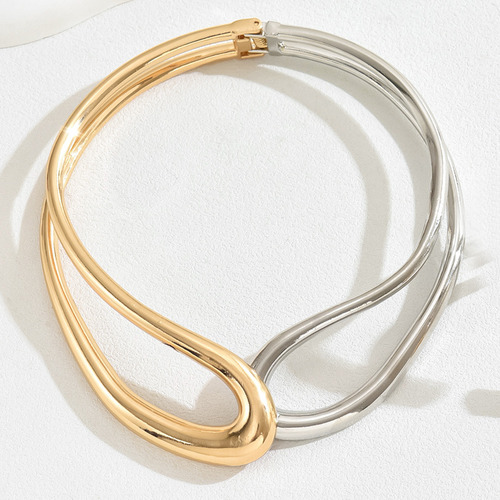 Collar Y Pulsera De Metal Con Doble CĂrculo