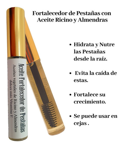 Imagen 2 de 3 de Aceite Ricino Almendras + Vitamina E Fortalecedor Pestañas