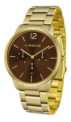 Relogio Lince Feminino Multifunçao Lmgj087l N2kx Dourado Cor do fundo Marrom