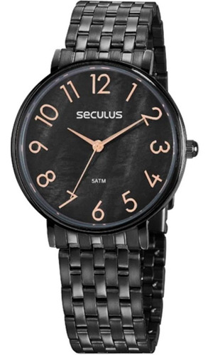 Relógio Seculus Feminino Casual Preto 77050lpsvps3