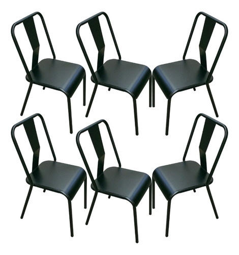 Silla Simil Tolix Reforzada X6 Negro Mate Calidad - Grupo Sl