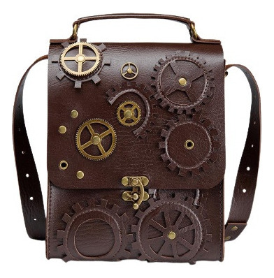 Bolso Bandolera Estilo Retro Steampunk Para Mujer Color Marrón