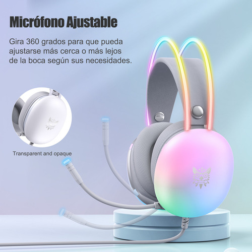 Audífonos Gamer Onikuma Gamer X25 Blanco Con Luz Rgb Led Blanco