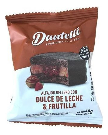 Alfajor Con Dulce De Leche Y Frutilla Dantelli 40 G Sin Tacc