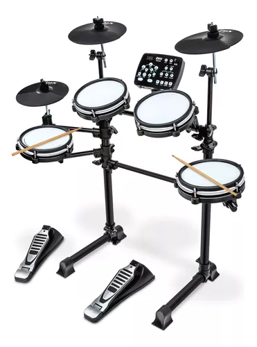  LyxJam Kit de batería electrónica de 7 piezas, batería  profesional con tela de malla real, 209 sonidos precargados, 50 canciones  de reproducción, capacidad de grabación, platillos y pedal de patada,  baquetas