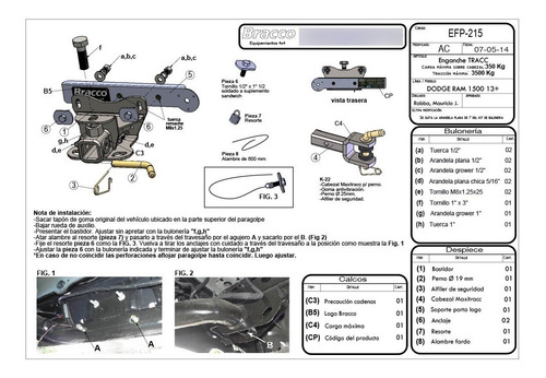Imagen 2 de 10 de Enganche Ram 1500 2013+ Original Bracco Maxitracc