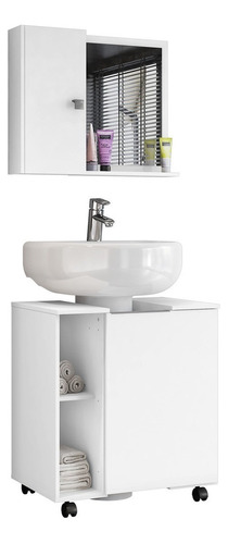 Móveis para banheiro Móveis Bechara  Pequin + espelho de 55.3cm de largura, 61.5cm de altura e 37.5cm de profundidade e móveis branco
