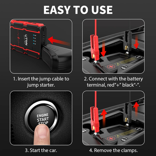 Arrancador Portátil Para Coche, 1000 A Pico 13800 Mah Baterí