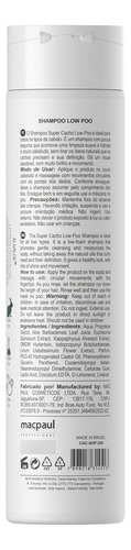 Shampoo Sem Sulfato Super Cacho Low Poo Macpaul 300ml