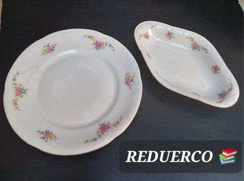 6 Platos Playos Y Fuente Rabanera Porcelana Winterling Bavar