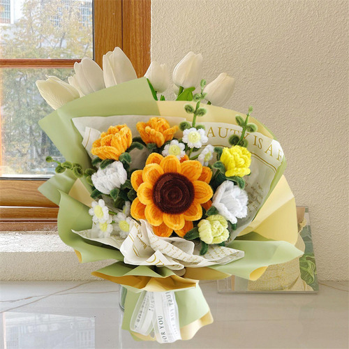 Bouquet De Flores Tejidas De Felpa Simulada, Conjunto De