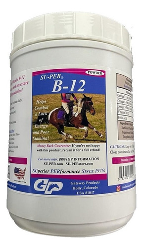 Super B-12 Vitamina En Polvo Omegas Para Caballos 2.5lb