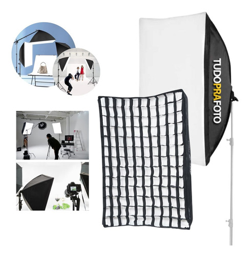 Softbox 50x70cm Com Difusor E Grid Com Soquete E27