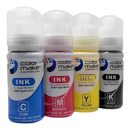 Pack 4 Botes Tinta Sublimar Sublimacion 70ml Color Make