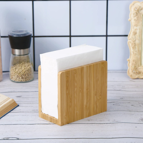Servilletero Vertical De Bambú Natural Impermeable Para Mesa