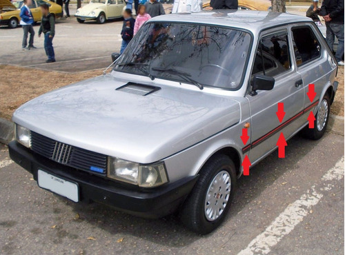 Fiat 147 Vivace Baguetas Laterales Negras Con Vira Roja 6pzs