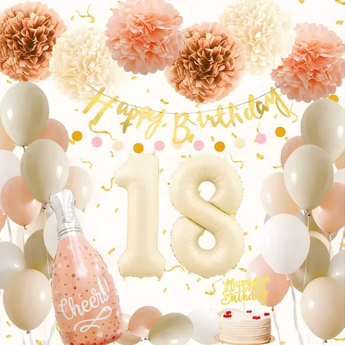 18 Años Niña Cumpleaños Fiesta Boho Rosa Beige Globos 18 Año