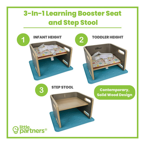 Asiento Elevador Madera 3 En 1 Niños Pequeños, Taburete, Coj