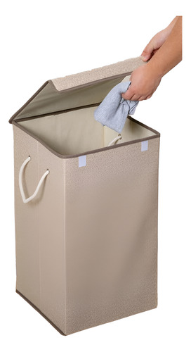 Cesto Latte Para Ropa Sucia Con Tapa Beige Lisa