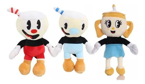 3pcs Cuphead Mugman Ms.chalice Muñeco Peluche Juguete Regalo