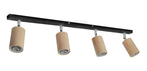 Aplique Techo Riel 76 Cm 4 Luces Cabezal Madera Lampara Led