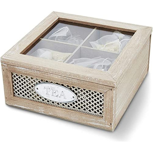 Caja De Madera Organizar Bolsitas De Té, Linda Caja Rã...