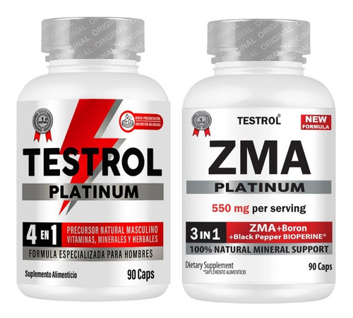 Combo Testrol Platinum 4en1 + Zma Platinum- 90 Caps C/u