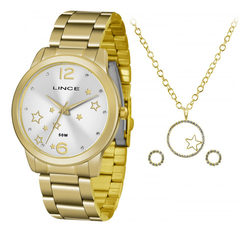 Relógio Feminino Lince Kit Lrgh092l Dourado