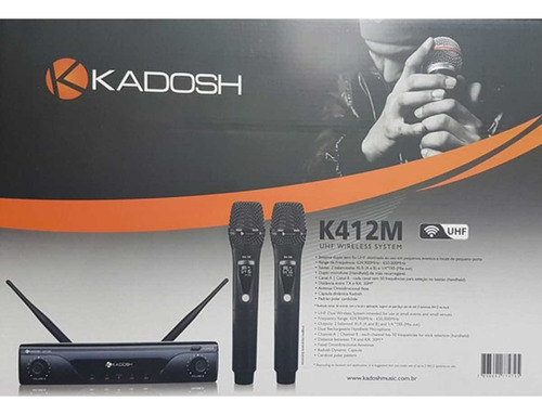 Microfone Sem Fio Kadosh Duplo K412m C Bateria Recarregável