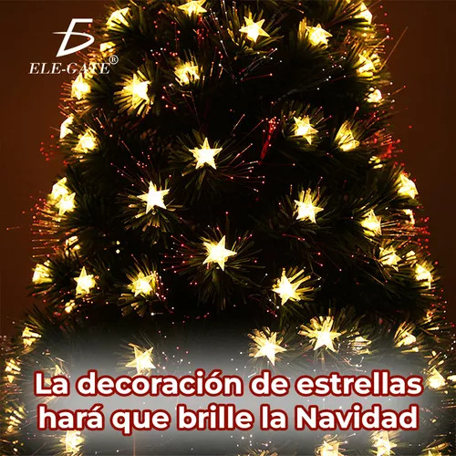 Arbol Navidad Artificial Luces Estrellas Integradas 2.10m Color Verde