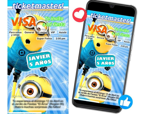 Invitación Minions, Mi Villano Favorito Cumpleaños 